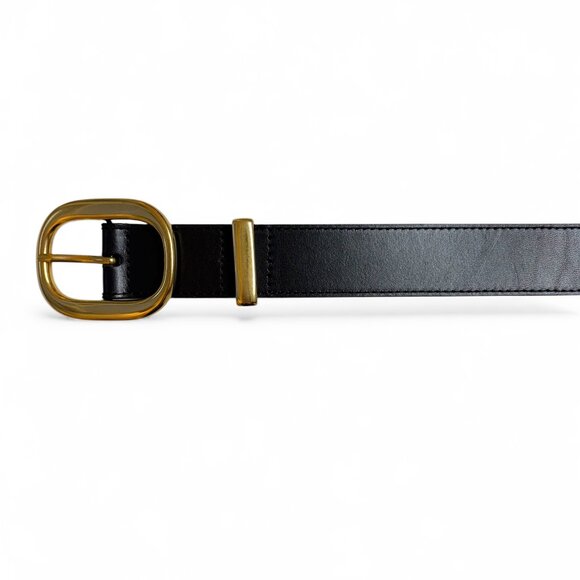 Aritzia Black Leather Belt with Solid Brass Buckle - Picture 2 of 5